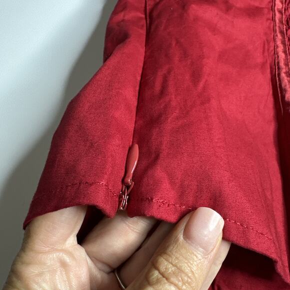 Y2K 2b Bebe Red Ruched Corset Cami Top M Smocked Back Rockabilly Pinup Bombshell - Picture 9 of 11